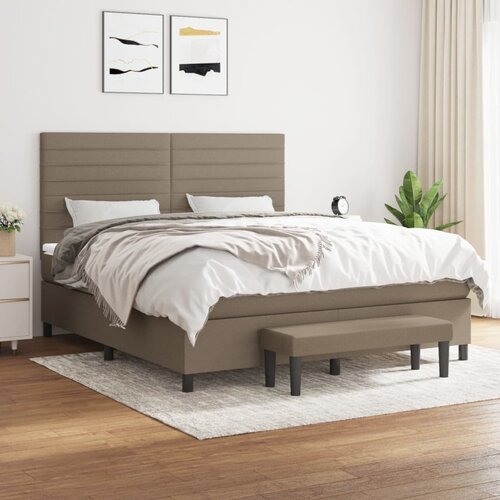  The Living Store Box spring postelja z vzmetnico taupe 180x200 cm blago - Box Spring Postelja, (21514947) Slike