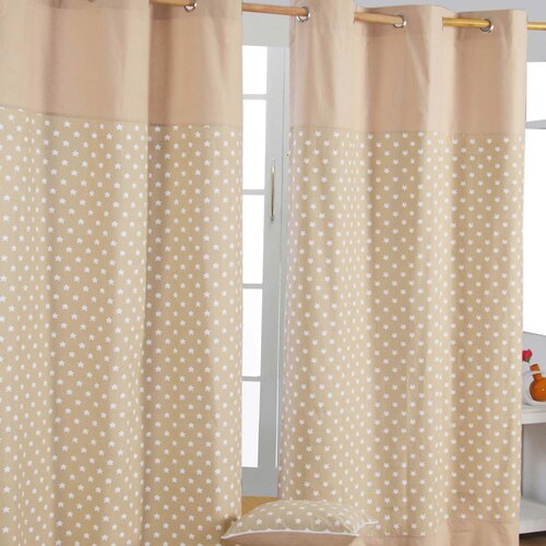HOMESCAPES Bombažne zavese Stars Beige Ready Made Eyelet Par zaves, 137x182 cm Kapljica, (20749162) Cene