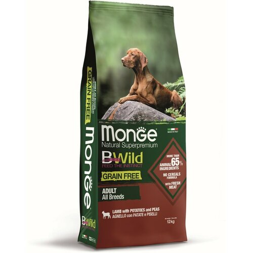 Monge BWild hrana za pse - grain free - ADULT sve rase - jagnjetina, krompir i grašak - 12kg Slike