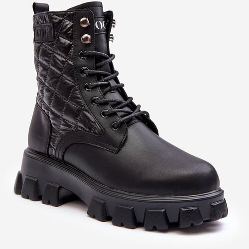 Kesi Leather work boots with flat heels GOE Black Cene