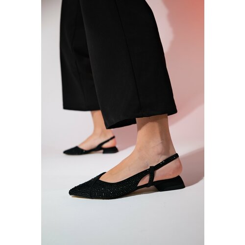 LuviShoes JOKER Black Stone Pointed Toe Women's Sandals Slike