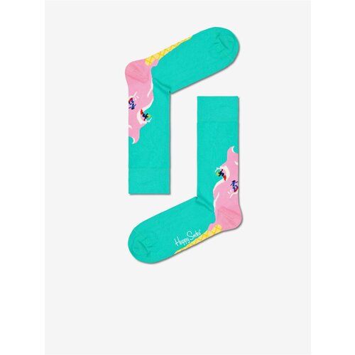 Happy Socks Turquoise Patterned Socks Surfs Up - Women Slike