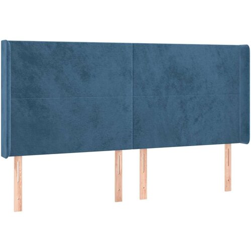  Uzglavlje s u&amp;scaron;ima tamnoplavo 203x16x118/128 cm bar&amp;scaron;unasto Slike