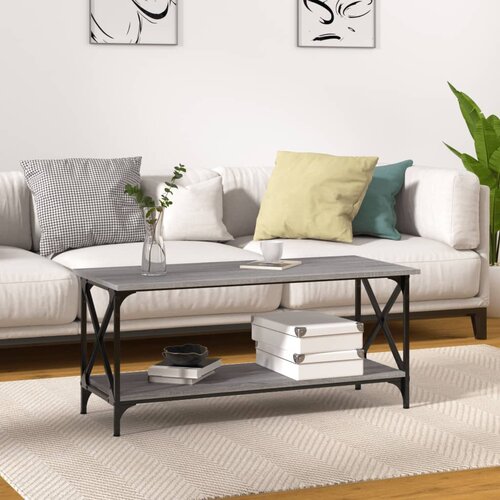 vidaXL Stolić za kavu sonoma sivi 100x45x45 cm od drva i željeza Cijene