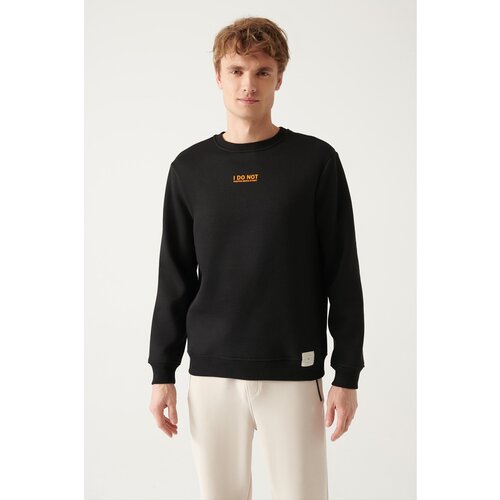 Avva Black Crew Neck Printed Unisex Sweatshirt with a Normal Fit, Normal Cut Cene