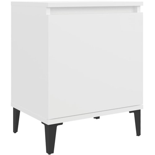 Maison Chic Nočna omarica - Nočna miza s kovinskimi nogami bela 40x30x50 cm, (21687773) Slike