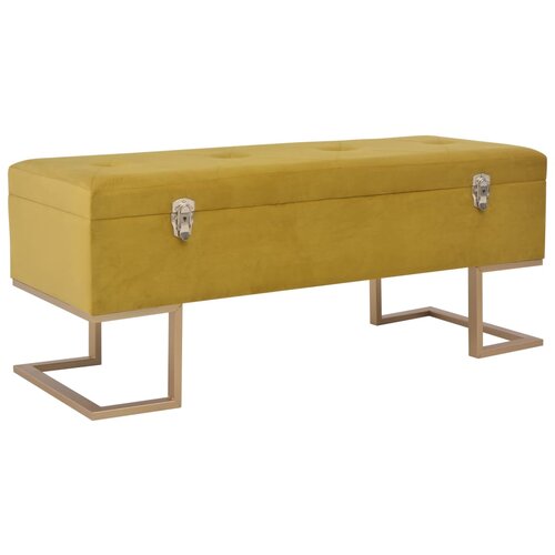 The Living Store Klop s prostorom za shranjevanje 105 cm žamet v barvi gorčice - Klop, (21493916) Cene
