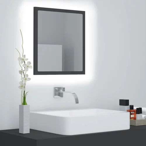 vidaXL LED kopalniško ogledalo sivo 40x8,5x37 cm iverna plošča