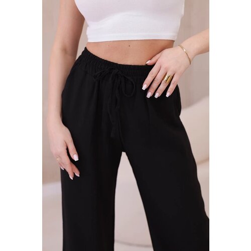 Kesi Włoski Viscose wide-leg trousers black Cijene