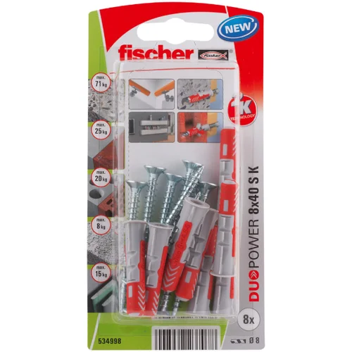 Fischer DuoPower 8 x 40 S K NV set tipli 40 mm 534998 1 Set