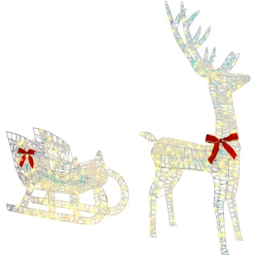 vidaXL Reindeer vuče saonice Topla bijela 120 cm 55 cm PET Cene