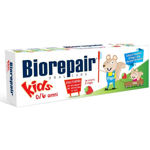 Biorepair kids jagoda 0-6 godina, dečija pasta za zube 50ml Slike