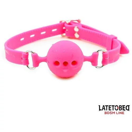 LATETOBED BDSM Line Breathable Silicone Ball Gag Size M Ball 4.5cm Pink