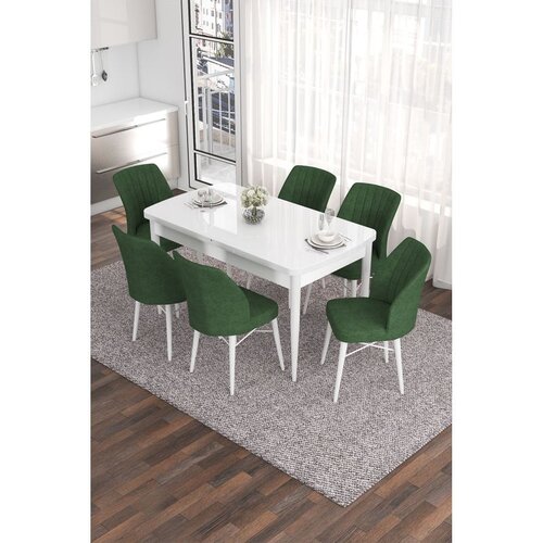 Hanah home Set Trpezarijski sto i 6 stolica Eva, zelena i bijela Cene