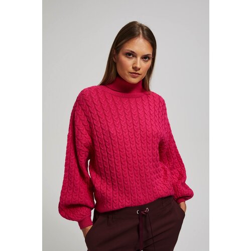 Marisse Fuchsia Turtleneck Sweater With Puffed Sleeves Slike
