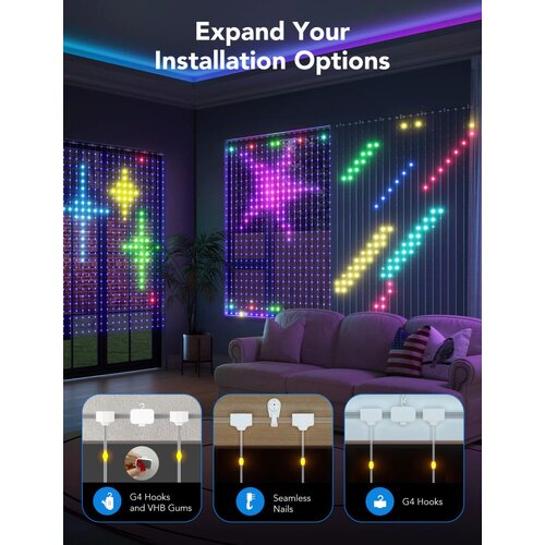 GOVEE RGBIC Curtain Light 520 LED - 1.5 x 2m Studio svjetlo Slike