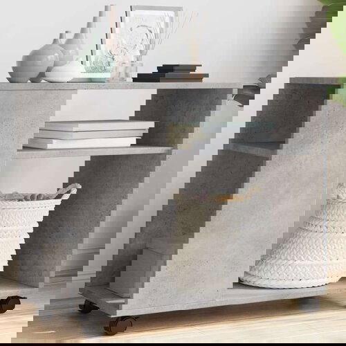 vidaXL Bočni stolić s kotačima boja betona 70x35x60 cm drveni Cijene