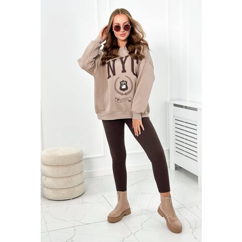 Kesi Cotton set insulated sweatshirt + dark beige leggings Cene
