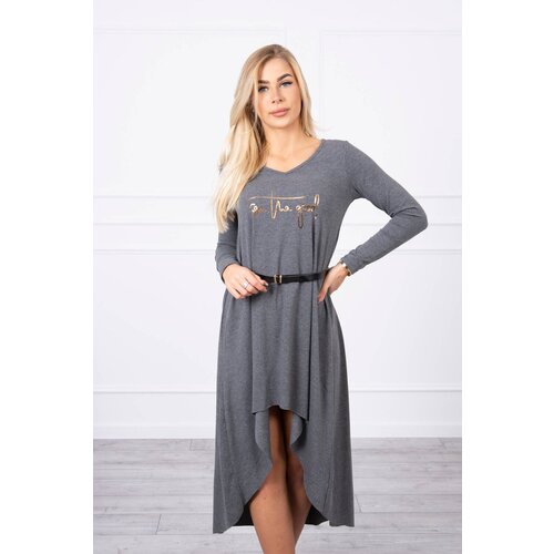Kesi Dress with decorative belt and graphite inscription Cene