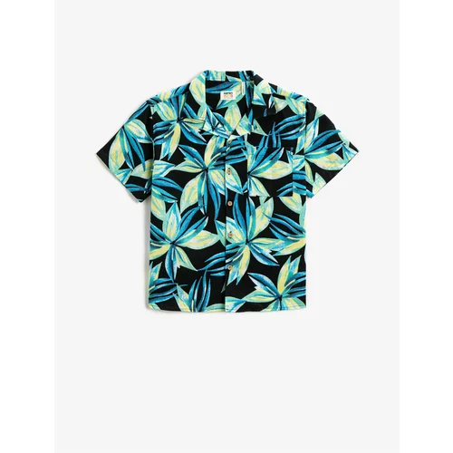 Koton Floral Patterned Short Sleeve Shirt with Pocket Detail Cotton.