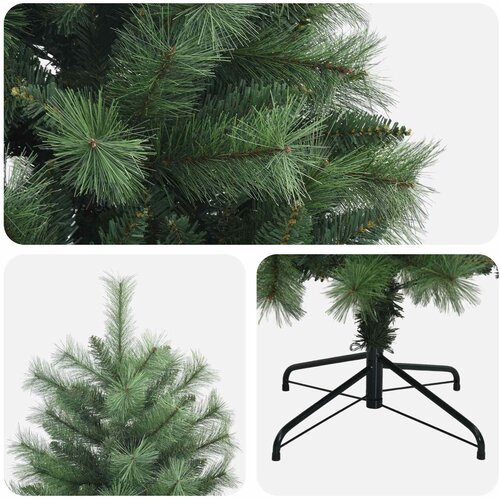  Umjetno božićno drvce s nogom 150 cm PVC i metal Zelena Slike