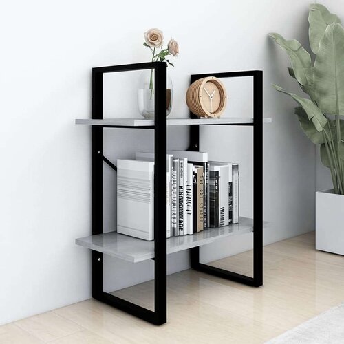  Knjižna omara 2-nadstropna betonsko siva 60x30x70 cm iverna pl., (20706037) Slike