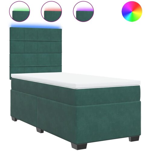 VidaXL Box spring postelja z vzmetnico temno zelen 90x190 cm žamet, (21305389) Slike