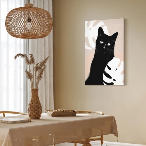  Slika - Cat in Monsteras (1 Part) Vertical 40x60 Premium Print Slike