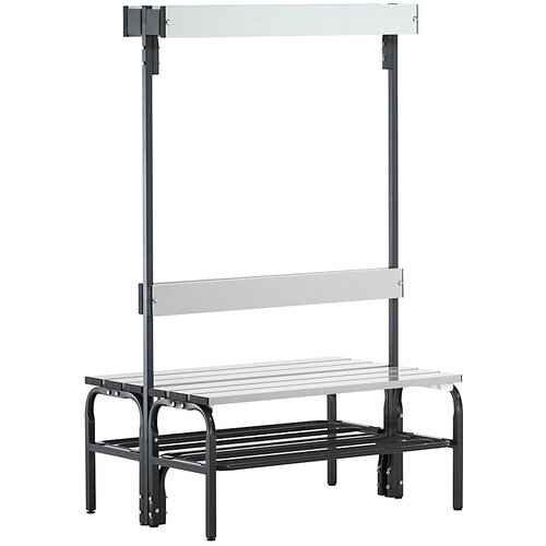 Sypro garderobna klop z aluminijastimi letvami, vxg 1650 x 725 mm, dvostranska izvedba, dolžina 1015 mm, 6 kljukic, antracitne barve, rešetka za čevlj Cene