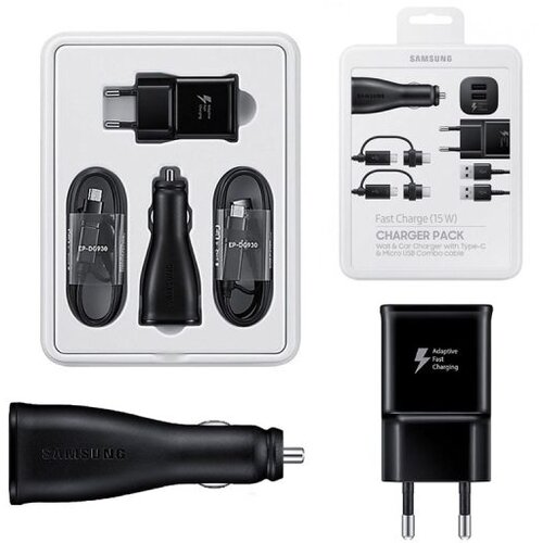 Samsung Punjač i auto punjač set ORG. sa microUSB i Type-C kablom Fast Charge power pack EP-U3100WBEGWW crni Slike