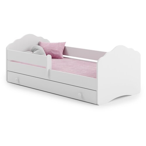Kobi Furniture Fala - enojna postelja 140x70 bela, komplet predalnik, ograja in vzmetnica, (20626010) Cene
