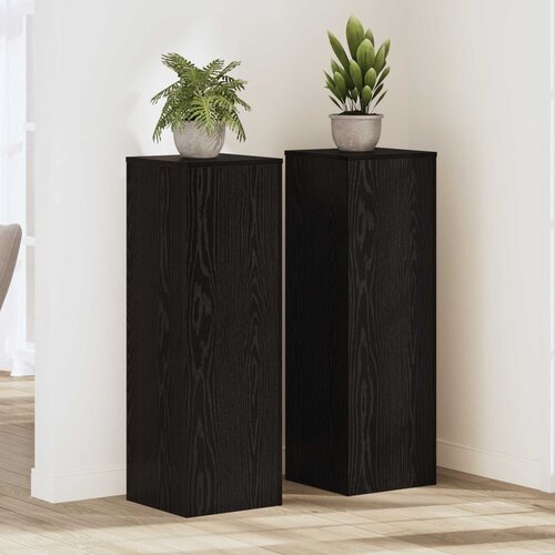  Stalak za biljke 2 kom. Crni hrast 33 x 33 x 100 cm Slike
