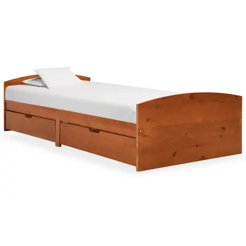vidaXL Okvir za krevet s 2 ladice boja meda 90 x 200 cm od borovine