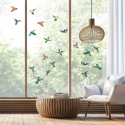 Ambiance Komplet nalepk za okno 20 kosov 40x60 cm Hummingbirds - Ambiance