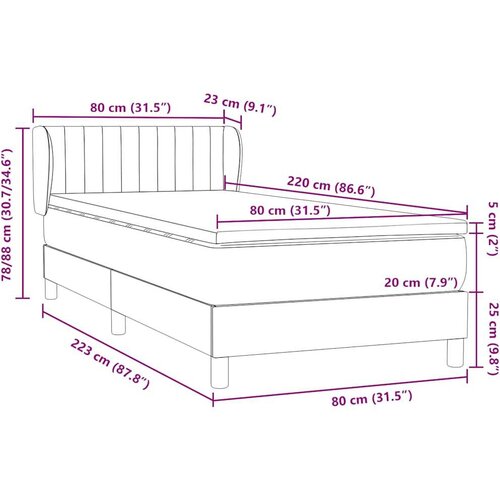 Box Spring krevet s madracem tamnozeleni 80x220 cm bar&amp;scaron;un Slike