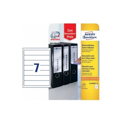 Avery Zweckform Odstranljive etikete za ozke registratorje 192 x 38 1/10 Cene