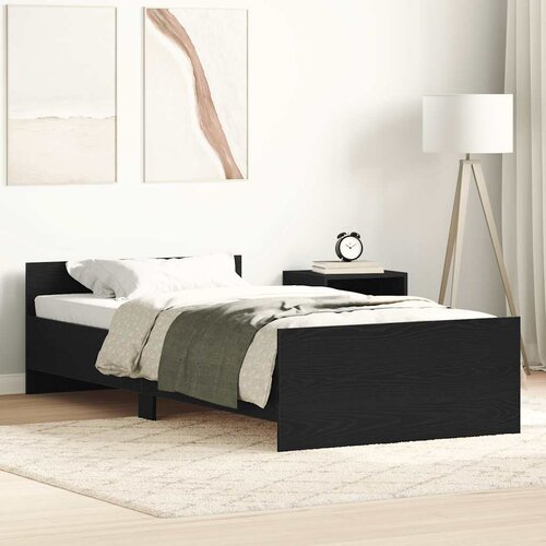 vidaXL posteljni okvir brez vzmetnice črni hrast 75x190 cm Cene