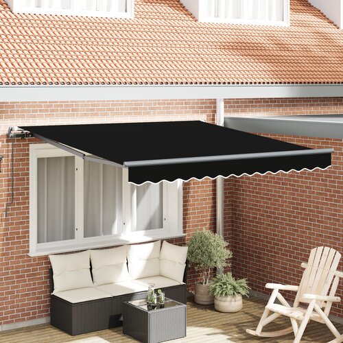 vidaXL Ročna Retraktibilna Tenda Črna 300x250 cm, Tenda Zamenjava Tkanine za 3x2,5 m Okvir Črna Cene