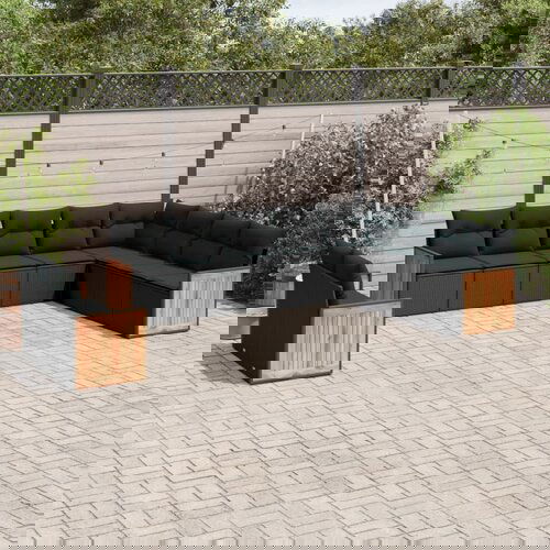 vidaXL 10-dijelni set vrtnih sofa s jastucima crni od poliratana Cijene