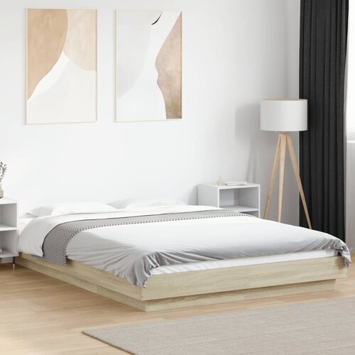  Okvir za krevet s LED svjetlima boja hrasta 120 x 200 cm drveni Cijene