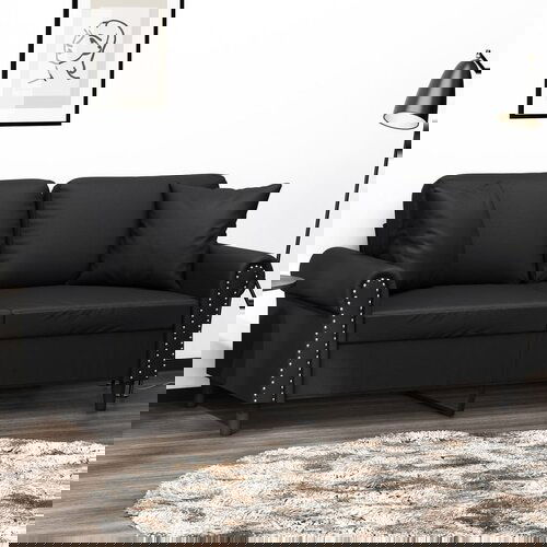 VidaXL Dvosjed s ukrasnim jastucima boja crna 140 cm umjetna koža Slike