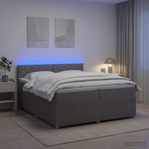  Boxspring krevet s madracem Sivosmeđa 200 x 200 cm Tkanina Cijene