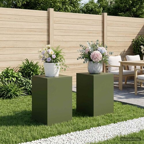  Stalak za biljke 2 pcs Maslinastozelena 40 x 40 x 60 cm Čelik Cene
