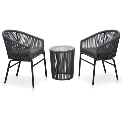 PVC 3-dijelni bistro set s jastucima od ratana antracit Cijene