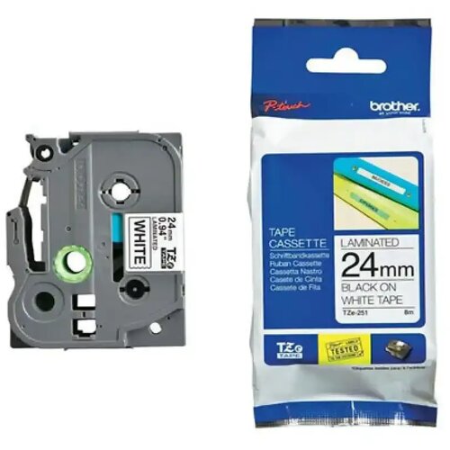Brother TZE251 tape black/white 24mm 8m Slike