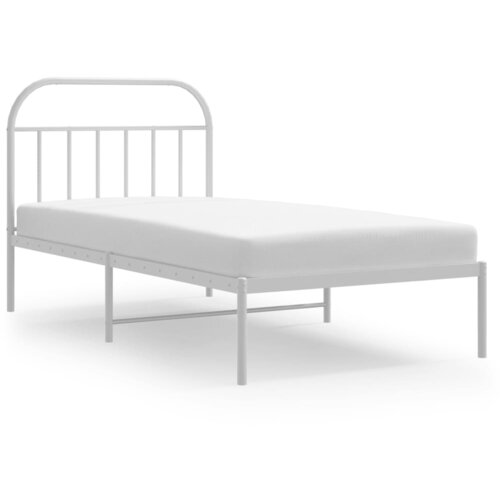 Maison Chic Kovinski Posteljni okvir - Enojna postelja - Postelja za odrasle z vzglavjem bel 100x200 cm, (21694480) Cene