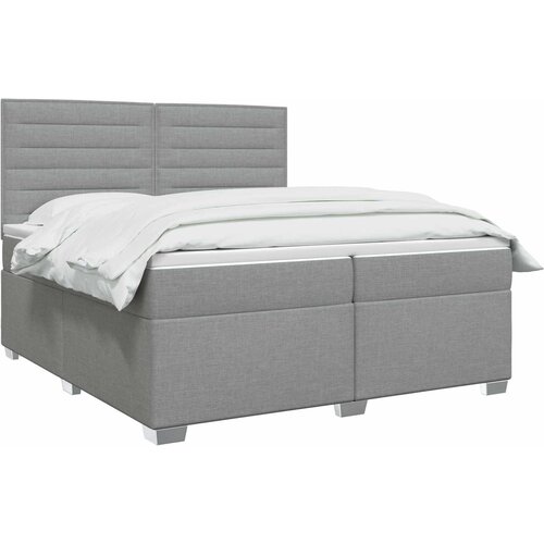  Boxspring krevet s madracem Svjetlosiva 200 x 200 cm Tkanina Slike