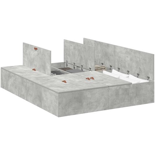 VidaXL Postelja s prostorom za shranjevanje Betonsko siva 160x200 cm, (22051517) Slike