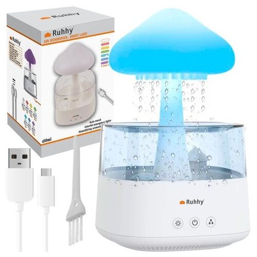 Ruhhy 24378-Ovlaživač zraka s LED noćnom lampom i rain efektom &ndash; 450 ml, aromaterapija, USB-C Cene
