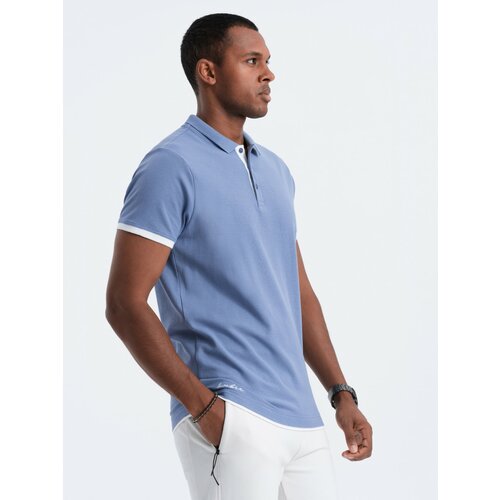 Ombre Men's cotton polo shirt - denim Slike